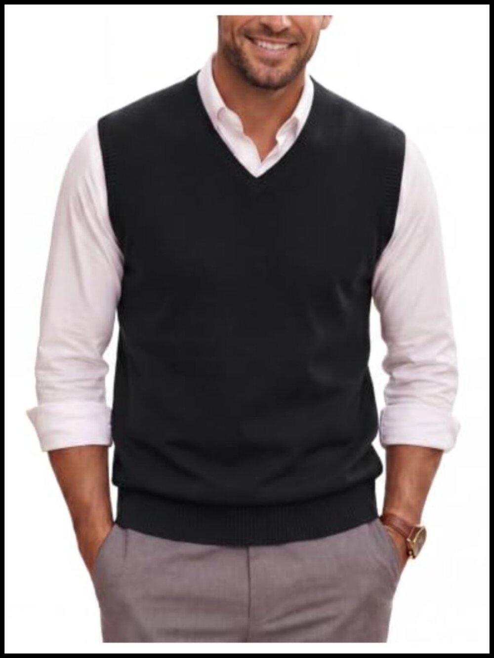 V Neck Sleeveless Knit Sweater Vest Lightweight High Stretch Pullover